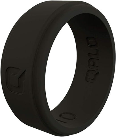 QALO QS-MSB12 Silicone Men’s Black Step Edge Silicone Ring Black Size 12