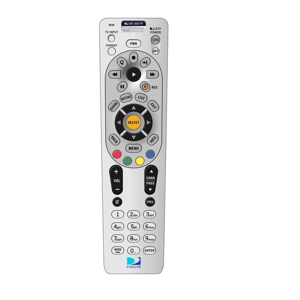 DirecTV RC64 RC64RBK Universal Programmable 4-Device IR Remote Control ...