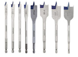 Irwin IWAX128PC Speedbor Carbon Steel 6” Quick-Change Hex Blue Groove Spade Wood Drill Bit Set 8-Pack
