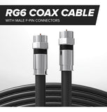 THE CIMPLE CO RG6 Indoor/Outdoor 75' Dual Shielded Coax Coaxial Cable CMP-COAX-SGL-CC-BLK-75F