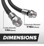 THE CIMPLE CO RG6 Indoor/Outdoor 75' Dual Shielded Coax Coaxial Cable CMP-COAX-SGL-CC-BLK-75F