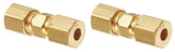 Eaton Weatherhead Danfoss 62X5 Brass 5/16" Tube X 1/2"-24 Thread Compression Fitting Union 2-Pack