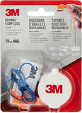 3M 90586H1 Triple-Flange 25dB Noise Reduction Hearing Protection Corded Reusable Earplugs