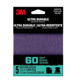 3M 27364 1/4SHT5PK60 Ultra Durable 60 Grit 4-1/2" X 5-1/2" 1/4 Sheet Sandpaper 5-Pack