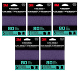 3M 27363 1/4SHT5PK80 Ultra Durable 80 Grit 4-1/2" X 5-1/2" 1/4 Sheet Sandpaper 5-Pack