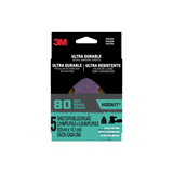 3M MOUSE5PK80 Ultra Durable 80 Grit Hookit Palm Sander 6-Hole Sanding Sandpaper 5-Pack