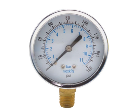 Tel-Tru 2550BC4L1E4F Model 50 Metal Case 160 psi 2-1/2" Utility Pressure Gauge