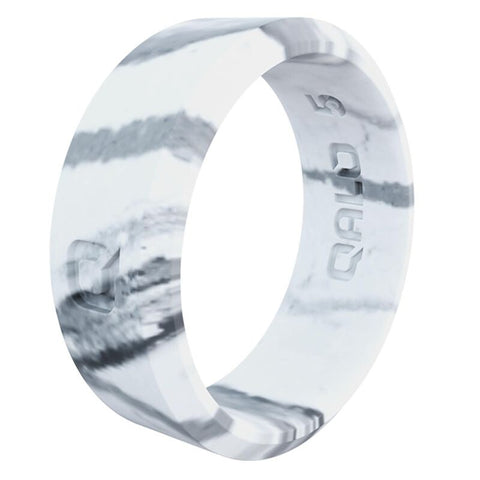 QALO QS9-FSE06 Silicone Women's White Modern Silicone Ring White Marble Size 6