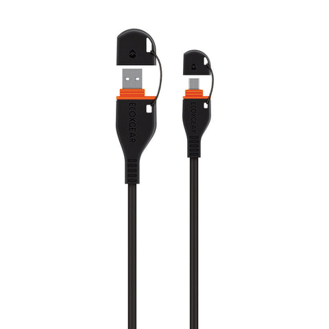 Ecoxgear GDI-EXUSBMCR41 4’ Water Proof Caps Orange-Black Heavy Duty Micro USB to USB Cable