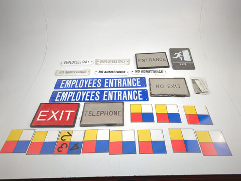 Vintage Hazardous Material Exit Telephone Exit Employees Entrance Signs Lot of 24