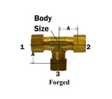 Midland Metal 18-103 18103 Brass 1/4" Tube Forged Compression Union Tee Fitting