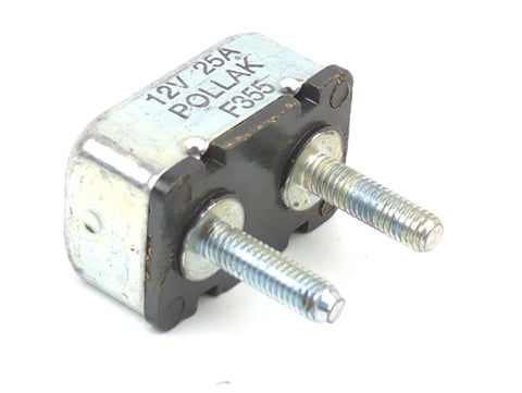 Pollak 54-125 Type 1 Auto Reset 12V 25A Cycling Circuit Breaker Bussmann Shortstop 121B25-00M