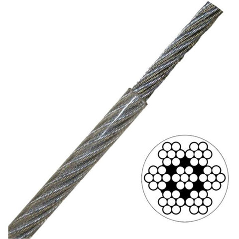 Dayton 1DLA7 Vinyl Coated Galvanized Steel 7 X 7 1/8" X 3/16" Wire Rope By the Foot