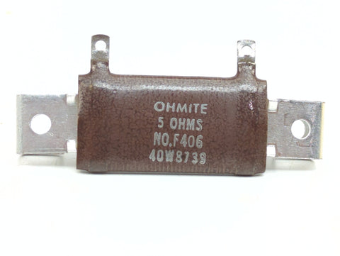 Ohmite F406 250 Series 40 Watt 5 Ohm Vitreous Enamel Wire Wound Resistor with Bracket