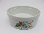Pillivuyt for Hoan Vintage Wildflower 8" Round White Porcelain Pleated Souffle / Casserole Dish