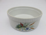 Pillivuyt for Hoan Vintage Wildflower 8" Round White Porcelain Pleated Souffle / Casserole Dish