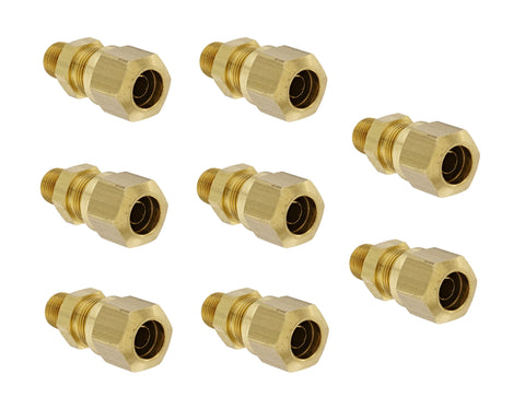 Parker VS68NTA-4-2 Brass 1/4" Tube X 1/8" NPT Straight Air Brake Male Connector Adapter Fitting Lot of 8