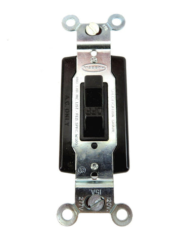 Hubbell HBL1202 15A 120-277 VAC Back and Side Wired Double Pole Toggle Switch
