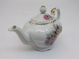 Vintage Porcelain Musical Floral Roses Design Music Box Teapot Tea Pot