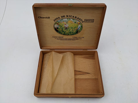 Joya De Nicaragua Churchill Fabrica De Tabacos Imported Wooden Cigar Box