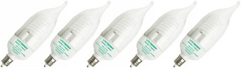Litetronics MB-547DP Micro Brite 5W 120V C11 Flame Tip Candelabra Dimmable Clear Fluorescent Light Bulb Lot of 5