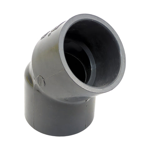 Spears 817-020 Gray 2” Socket SCH 80/XH Molded Standard PVC 45° Elbow Fitting with Divett 2”