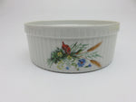 Pillivuyt for Hoan Vintage Wildflower 8" Round White Porcelain Pleated Souffle / Casserole Dish