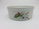 Pillivuyt for Hoan Vintage Wildflower 8" Round White Porcelain Pleated Souffle / Casserole Dish
