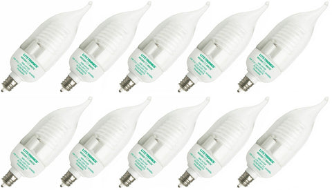 Litetronics MB-547DP Micro Brite 5W 120V C11 Flame Tip Candelabra Dimmable Clear Fluorescent Light Bulb Lot of 10