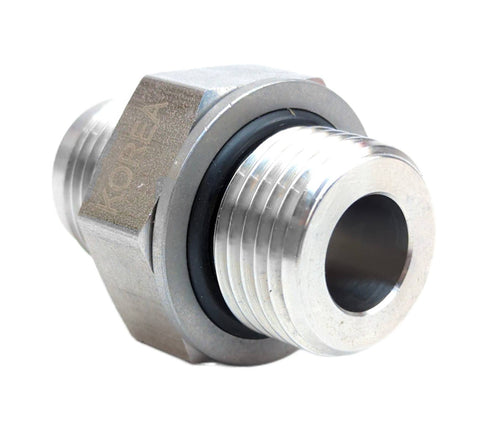Adaptall SS9002-08-08 1/2" Male JIC X 1/2" Male BSPP Straight Adapter with Washer and O-Ring