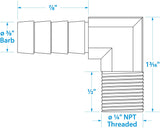 Eaton Weatherhead Aeroquip 1069X6 Marine 1/4" NPT X 3/8" Hose Brass 90° Degree Elbow Fitting