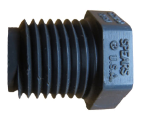 Spears 850-002 Schedule 80 Gray Molded PVC 1/4" MNPT 140° F Male Threaded Plug