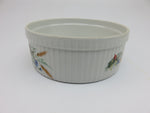 Pillivuyt for Hoan Vintage Wildflower 8" Round White Porcelain Pleated Souffle / Casserole Dish