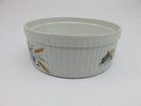 Pillivuyt for Hoan Vintage Wildflower 8" Round White Porcelain Pleated Souffle / Casserole Dish