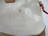Dooney & Bourke J6112757 White Brown Patent Leather Domed Satchel Handbag Purse