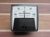 GE General Electric 513X43 Type DW-91 Square Panel Mount 100-0-100 DC Milli-Ammeter Gauge Meter