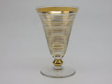 Vintage 4" Festive Holiday Gold Striped Stylish V-Shaped Cordial Glass Set of 3