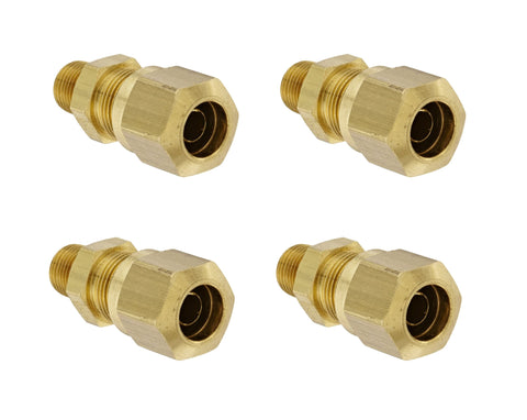 Parker VS68NTA-4-2 Brass 1/4" Tube X 1/8" NPT Straight Air Brake Male Connector Adapter Fitting Lot of 4